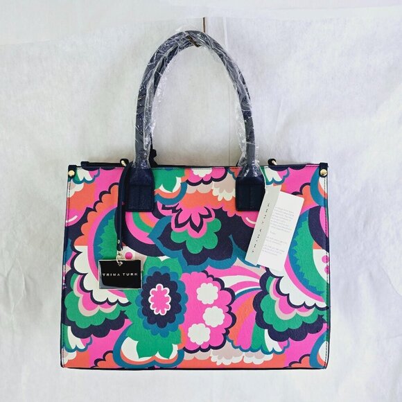 Trina Turk Handbags - Trina Turk Tote Cloud Waves 60s 70s Colorful Shoulder Strap NWT MSRP 195.00